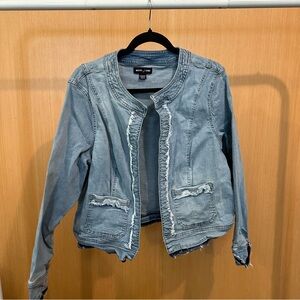 Nautica Jeans Jacket with Frayed Edges | Size Petite XL